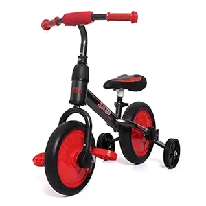 eHomeKart Balance Bike for Kids -4 in 1 Plug n Play Tricycle, Bicycle, Balance Bike and Auxillary Bike -Trikes for Kids 2 Years - 6 Years - Kids Trike Ride on with Pedals and Training Wheels (Red)