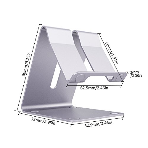 Ifecco Portable alluminio solido supporto vivavoce Smart cellulare supporto tablet display stand per smartphone (A argento)