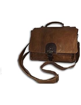 TASCHE MODELL BRIEFTRÄGER VON MANN BRAUN AUS ECHTEM LEDER, MOD: - VINTAGE 010 BREIT X 36 CM HOCH X 29 CM