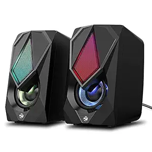 (Renewed) ZEBRONICS Zeb-Warrior II 2.0 Speaker for PC, Laptops, Desktop with RGB Lights, USB Powered, AUX Input, Volume Control Pod