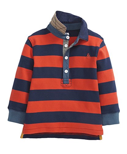 Mamas and Papas Baby-Boys Rugby Striped Shirt, Multicoloured (Red/Navy), 3-6 Months (Manufacturer Size:3-6)