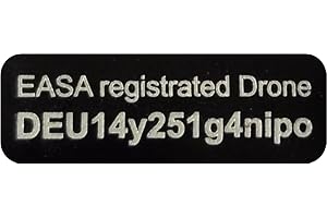 MJ ONLINEHANDEL Tablica rejestracyjna drona do DJI NEO, serii Mini i serii Mavic - EASA zarejestrowany dron - plakietka z e-ID, numer operatora UAS, 20 x 8 mm, czarny lub srebrny; aluminium samoprzylepne