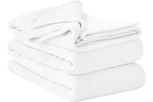 Aisbo Plaid Coperta Pile Matrimoniale - Coperta Calda Invernale per Divano e Grande Letto Matrimoniale 230x270 cm Pile di Flanella Morbida Bianca, Fleece Blanket for Sofa and Couch