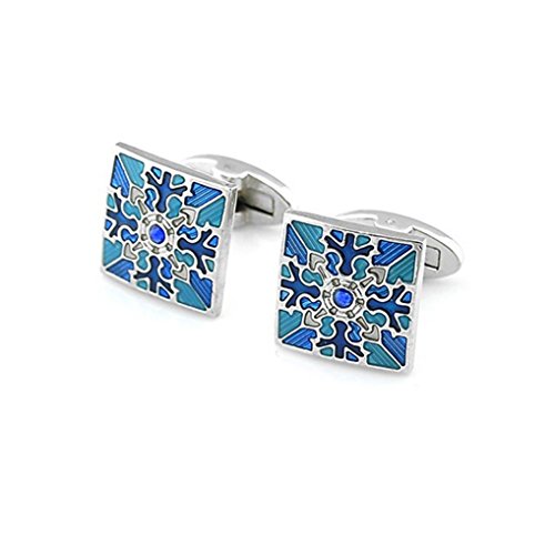 Covink® Royal Oriental Colección Classic Cloisonne Cufflinks Imperial Esmalte Blue Diamond Sleeve Button