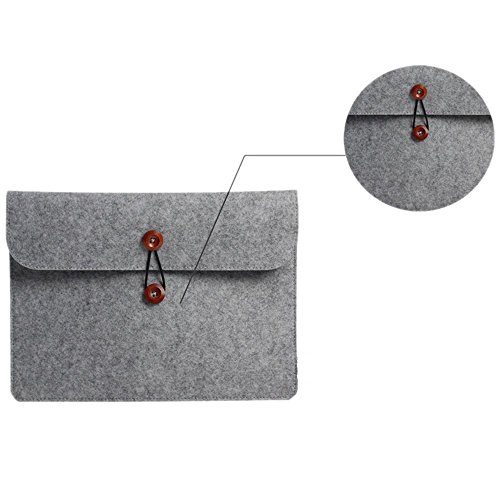 XGUO Button ShockProof MacBook Air iPad Pro 11.6-15.4 Zoll Filz Sleeve Hülle Ultrabook Laptop Tasche für Apple MacBook Air/ MacBook Pro und vieles mehr (11.6 Zoll, Grau) - 2