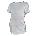 Produktbild MRULIC Womens Mutterschaft Klassische Seite Geraffte Tops Schwangerschaft Kleidung Top Bluse Shirt(Grau,EU-40/CN-M)