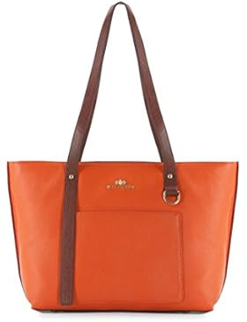 WITTCHEN Damen Shopper Damentasche, 13x52x31 cm, Orange, Leder, Echtleder, Handmade, 83-4E-424-6