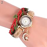 Armbanduhren Mode-Accessoires, M?dchen Strass Stern Mond Anh?nger Analog Quarz Armband Armbanduhr - Rot
