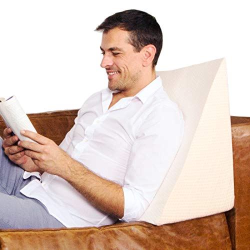 Purovi® Cojín con Forma de Cuña para Cama y Sofá | Perfecta Sujeción de Espalda | Almohada de Lectura | 30 x 50 x 60 cm