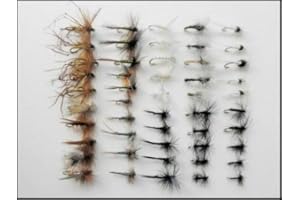 TROUTFLIESUK 50 Sommer-Fliegen, Trockenfliegen, benannte Sorten und gemischte Größen (alle gemischt)