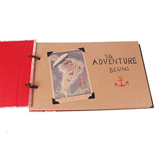   lbum de fotos grande    lbum de recortes para aniversario con el texto   Our adventure book    40 hojas con 10 hojas adicionales de repuesto  5 postales y 2 pegatinas de manualidades para hacer las esquinas de las fotos  29 x 19 cm