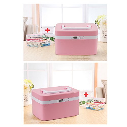 Aufbewahrungsbehälter Tragbar Beauty Case Multikoffer Transportkoffer Kosmetikkoffer FORTUNE DRAGON Aufbewahrung Organizer mit Zahlenschloss (Pink) - 7