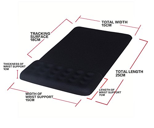 HIMRY Handgelenkauflage Mouse pad mit Gel Handgelenkunterlage Mouse pad mit Gel, Gel Mauspad, Textil, Schwarz, KXC5101 black - 2
