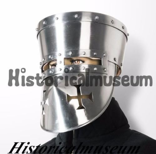 Medieval Templar Knight Crusader Armor Helmet Great Helmt - 18 Gauge