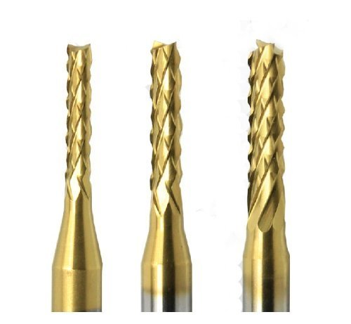 YCNK 10pcs titannitriert Carbide 0.6mm-1.5mm Schaftfräser -Stich-Spitzen CNC Frässtifte Set (ST0.6-1.5mm-10Ti) - 3