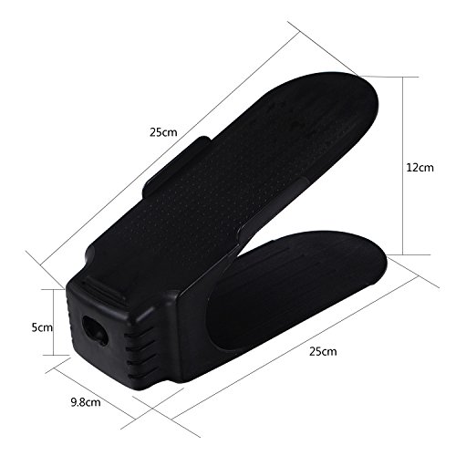 Schuhstapler Set Schuhstaplerset 6er Schuhstapler Schuhhalter Schuhorganizer Set Schuhregal Schwarz Kunststoff Platzsparend - 2