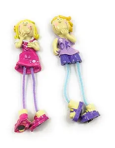 Shiani Handpainted Girl and Boy Lace Poly Resin Fridge Magnet (Multicolour)