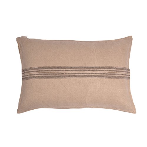 Vaitkute 115018 2-er Pack Kissenhüllen "Jara" 40 x 60 cm, 100% Leinen, mit Reißverschluss, 60 Celsius waschbar, 350 g/m2, natur / Streifen schwarz, gewaschen