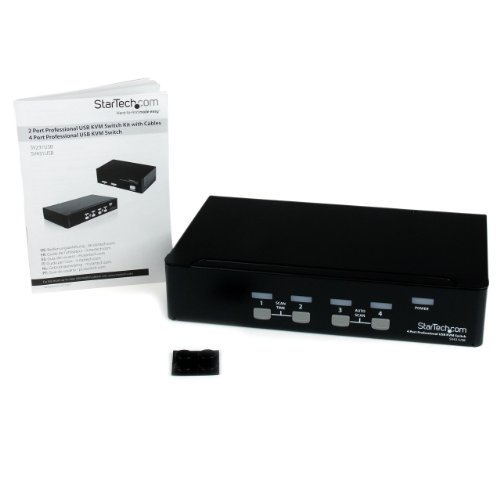 StarTech.com 4 Port VGA USB KVM Switch mit Hub – 4-fach Professioneller VGA KVM Umschalter - 4