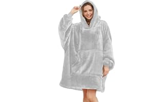 MIA WE DRESS YOUR HOME MIA Oversized Hoodie Blanket Cosy Ultra Soft Sherpa Fleece Unisex Sweatshirt Oodie Giant Blanket Throw Snuggy One Size Fit for Women Girls Adults Men Boys Kids Big Pocket