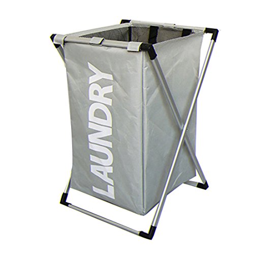 Laundry Baskets Foldable Metal X-frame Dirty Clothes Sorter Laundry Hamper Washing Clothes Storage Bin with Handles