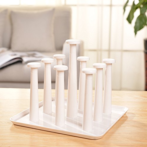 e-meoly Multifunktions Organizer Halter Tasse Trocknen Rack Flasche Trocknen Rack Dish Cup Abtropfgestell, Kitchen Organizer Küchenutensilien Halter weiß - 2