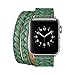 Produktbild Altsommer Armband für Apple Watch 38mm Echtes Prägung Doppeltes Kreis Leder Band Edelstahlschließe Schnellverschluss Weben Leder Band Ersatzband für Herren Damen Braun140mm-170mm (Grün)