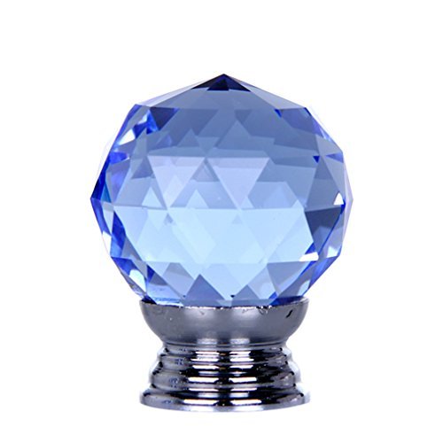Cozime Lot de 4 Poignées/Boutons de Porte Placard Tiroir Meuble Cristal + 4 Vis BeiyiHomeFR (Bleu)