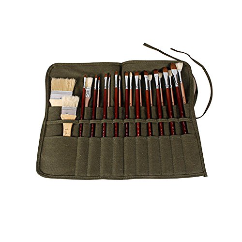 shizak 22 Loch Künstler Aquarellzeichnung Bürste Rolle Up Case Tasche Leinwand Künstler Ölgemälde Pinsel Tasche - 6