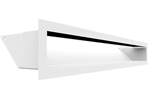 Rejilla de ventilación KRATKI Air | Rejilla de Aire Caliente 9 x 60 cm | Blanco | Rejilla de Escape para ventilación de chimeneas | Entrada de Aire en un ángulo de 45 Grados