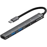 Coverzone Type-C Hub, 5in1, 2 Adet Type-C, 2 Adet USB-A &Ccedil;oklayıcı, 3,5 mm Kulaklık &Ccedil;ıkışlı USB C Hub Adapt&ouml;r&uuml; Macbook ile Uyu