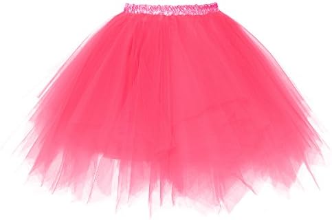 Bairicao Vintage Petticoat Crinolines Tutu Ballet Bubble Skirts Adult Tulle Dance Skirt (Watermelon Red)