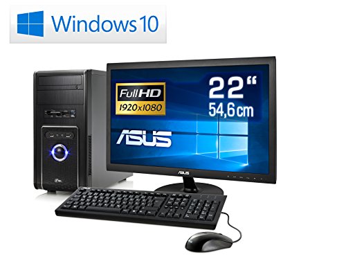 PC mit Monitor - CSL Sprint Vision X6465 - AMD A8-6600K APU 4x 3900 MHz, 16 GB RAM, 1000 GB HDD, Radeon HD 8570D, DVD-RW, USB 3.1, 22" ASUS LED TFT, Windows 10