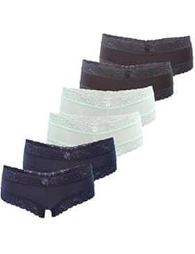Fabio Farini 6er-Pack Damen Panties Hipster mit eleganten Spitzen-Details, in verschiedenen Farb-Sets