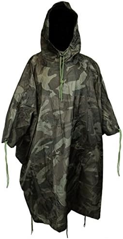 Waterproof US Army Hooded Ripstop Festival Rain Poncho Military Camping Hiking