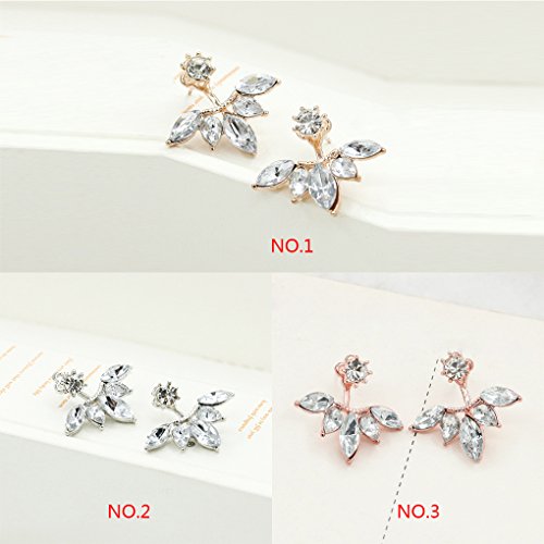 QHGstore Womens Kristallgänseblümchen-Blumen-Ohrringe nach hängenden Ohr-Bolzen-Schmucksache-Geschenken Silber- - 2