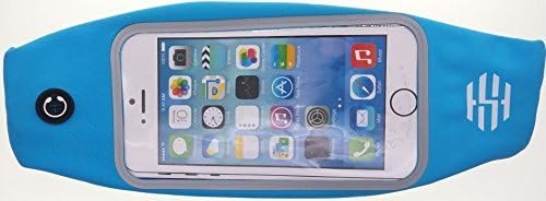 Hot Sky Neoprene Fitness Running Belt (Neon) – Adjustable Waist Pack Adds to Runner – Comfortable, No-Bounce, Unisex Design – Zippered Transparent Touch Screen Pocket for Smartphone (Blue, 4.7" x 5.0")