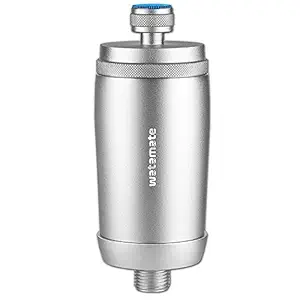 Watamate Activ+ Stainless Steel 1/2 Inch Bathroom Shower and Tap Hard Water Filter, Silver, Matte Finish