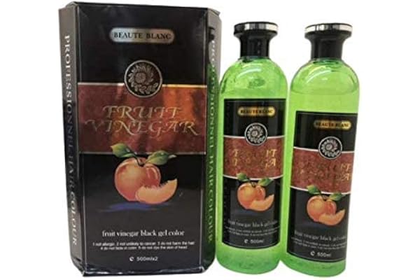 BEAUTE BLANC Fruit Vinegar Gel Hair Color Natural Hair Color Dye for Black Hair Dye (500ml x 2) - Black