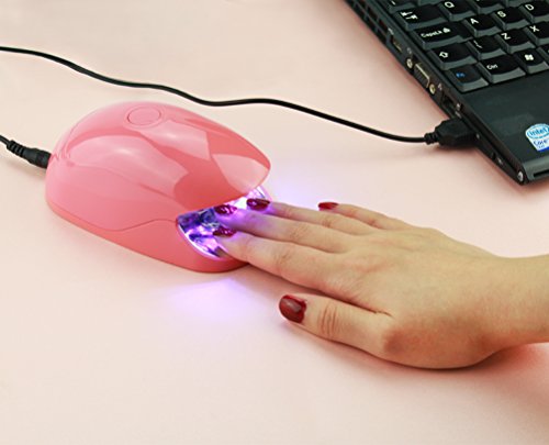Mini USB and Battery Singel Finger Nail Lamp 3W Nail Dryer LED Curling Lamp Gel Polish Nail Art for Home Use Travel(Pink)