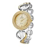 Damenuhren, Strasssteine Ultradünne Dail-Design, Fashion Ladies Es Armband Quarz Handgelenk Watche mit Stahlband (Gold, Silber),A