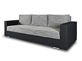 schlafcouch schwarz kunstleder Sofa mit Schlaffunktion und Bettkasten