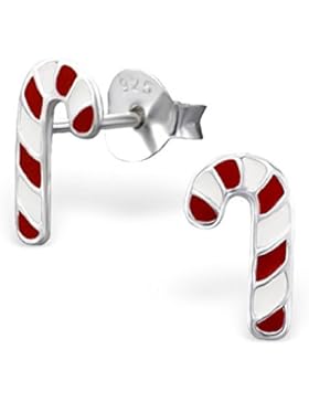 Kinder Silber Candy Cane Bunter Ohrstecker mit Epoxy