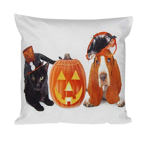 Preisvergleich Produktbild JUSTSELL New Arrivial Halloween Quadrat Kissenbezug(45cm*45cm) Viele Stile Zierkissenbezüge Kürbis Dekorationskissen Alphabet Muster Kissenbezug (Kissen ist Nicht im Preis inbegriffen)