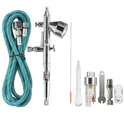 Preisvergleich Produktbild HaiMa Doppelwirkende Airbrush-Luftkompressor-Set-Silber