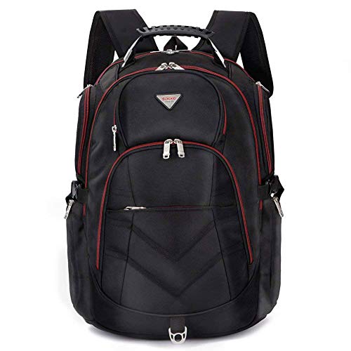 Preisvergleich Produktbild Laptop Rucksack 18,4 Zoll SOCKO Wasserdichte Nylon Schulrucksack strapazierfähig Reisetasche Hiking Knapsack College Studenten Tagesrucksack für 18-18,4 Zoll Laptop Notebook Computer (Schwarz)