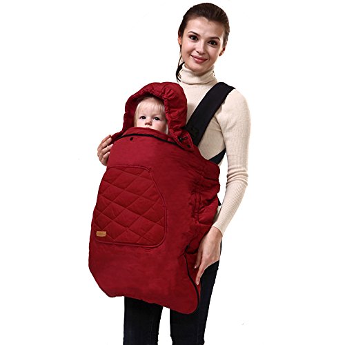 Bebamour Cover for Baby Carrier Reversible Wind Cloak Warm Cover (Red)