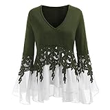 iHENGH Neujahrs Karnevalsaktion Damen Frühling Sommer Top Bluse Bequem Lässig Mode Frauen Farbblock Langarm Brief Print Oansatz Sweatshirt Pullover Top Bluse