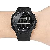 Hunpta Sport Gummiband Herren Digital Army Military Quarz-Armbanduhr (Schwarz)
