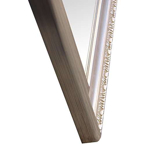 Zeitloser Wandspiegel Barspiegel Frisierspiegel Flurspiegel Garderobenspiegel Facettenspiegel Spiegel mit Facettenschliff + Verzierungen 101x51cm – Silbergold - 4